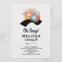 Boho Camera & Florals Watercolor Aniversário