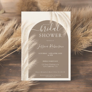 Convites Boho castanho pampas chá de panela aquarela