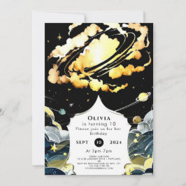 Convites Boho Celestial Aniversário do Espaço