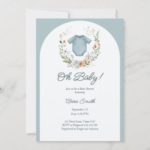 Convites Boho Chá de fraldas Oh Baby Boy Garland Russo