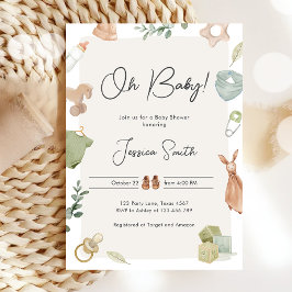 Convites Boho Chá de fraldas Oh Baby Boy Roupa Russo