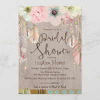 Boho Chá de panela Invite, Penas Tribais Russas