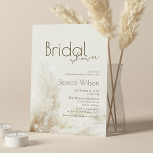 Convites Boho Chá de panela Neutro Fluffy Pampas Grass
