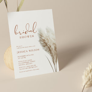 Convites Boho Chá de panela Neutro Fluffy Pampas Grass