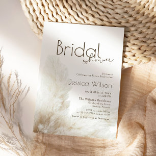 Convites Boho Chá de panela Neutro Fluffy Pampas Grass