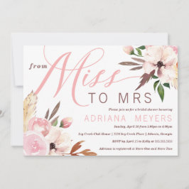 Convites Boho Chá de panela, Watercolor Floral, Senhorita p