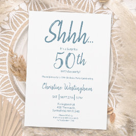 Convites Boho Chic Azul Poeirento Branco Surpresa 50º Anive