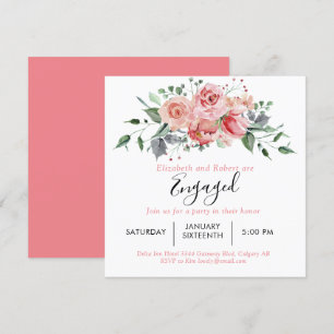 Convites Boho Chic Blush Rosa Engajado Script Floral