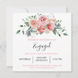 Convites Boho Chic Blush Rosa Rosa Engajada Script Floral I