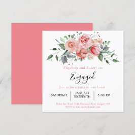 Convites Boho Chic Blush Rosa Rosa Engajada Script Floral I