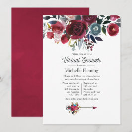 Convites Boho Chic Burgundy e Chá de fraldas Virtual Marinh