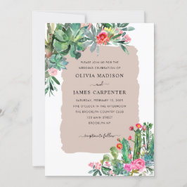 Convites Boho Chic Cactus Succulent Greenery Floral Casamen