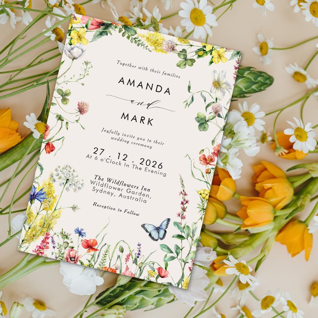 Convites Boho Chic Colorful Wildflower Meadow Wedding (Criador carregado)