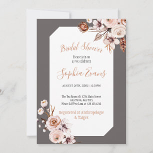 Convites Boho Chic Cream e Brown Floral Chá de panela