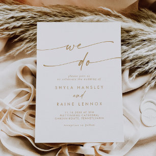 Convites Boho Chic Dourado e Branco Nós Fazemos Casamento