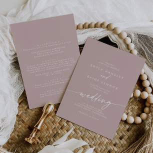 Convites Boho Chic Dusty Rosa fronte e casamento traseiro r