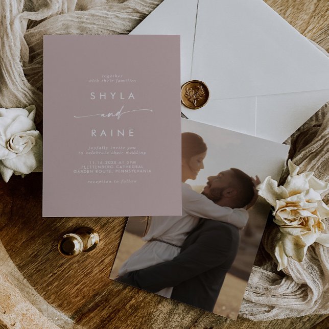 Convites Boho Chic Dusty Rosa Pink Casual Foto Casual (Criador carregado)