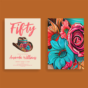 Convites Boho Chic Floral 50º Aniversário