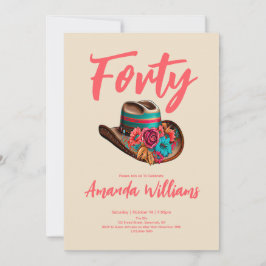 Convites Boho Chic Floral aniversário de 40 anos