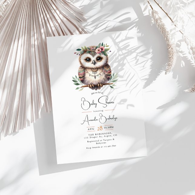 Convites Boho Chic Floresta Animais Chá de Bebê (Boho Chic Foest Woodland Animals Baby Shower Invitation)