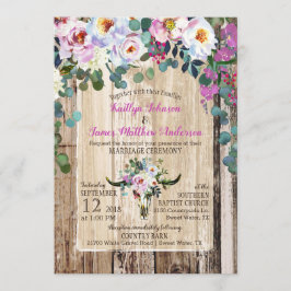 Convites Boho Chic Longhorn Cow Skull Floral Weding