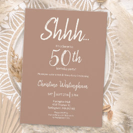 Convites Boho Chic Mocha Creme Surpresa Aniversário de 50 a