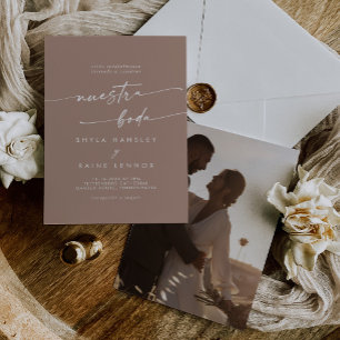 Convites Boho Chic Neutral Taupe Foto Espanhola