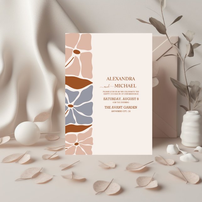 Convites Boho Chic Retro Floral Wedding (Criador carregado)