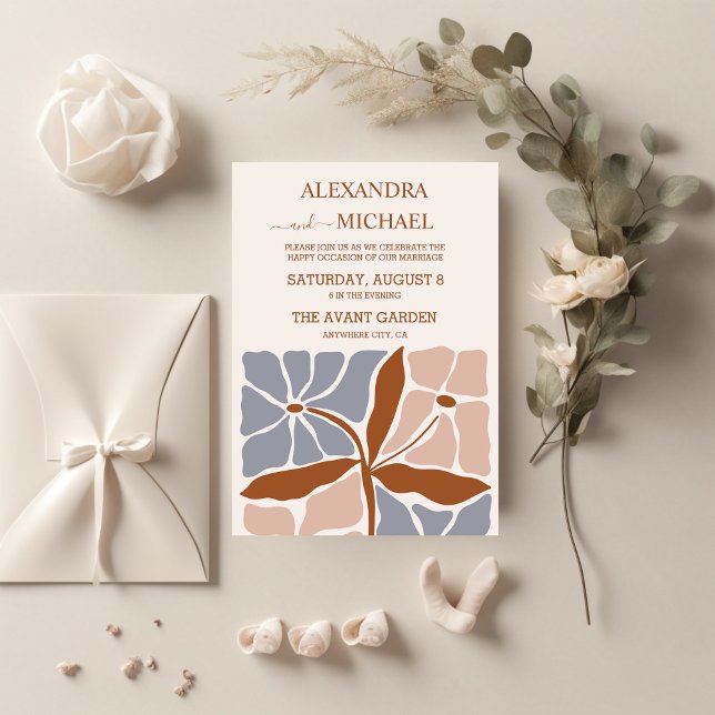 Convites Boho Chic Retro Floral Wedding (Criador carregado)