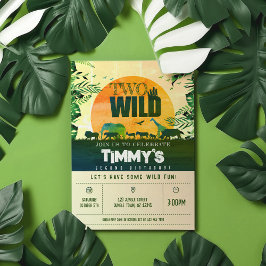 Convites Boho Chic Safari Animais Dois segundos aniversário