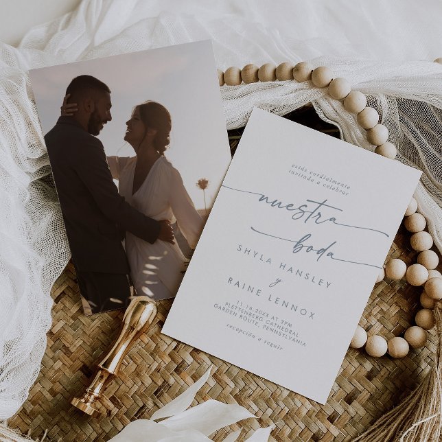 Convites Boho Chic Slate Blue Foto: Casamento espanhol (Criador carregado)