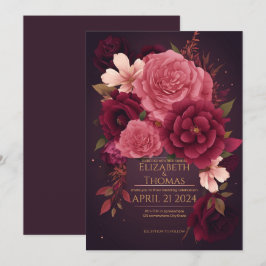 Convites Boho Chic Violet e Dark Purple.