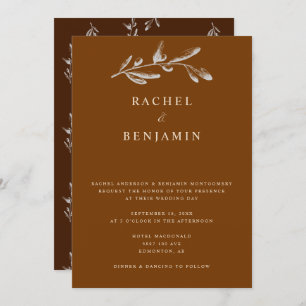 Convites Boho Chic Wedding Elegante Terracotta Botanical