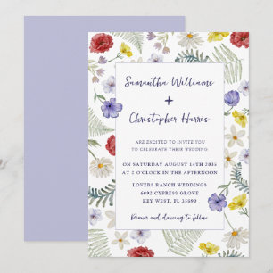 Convites Boho Chic Wild Flower Watercolor Casamento