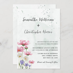 Convites Boho Chic Wild Flower Watercolor Casamento