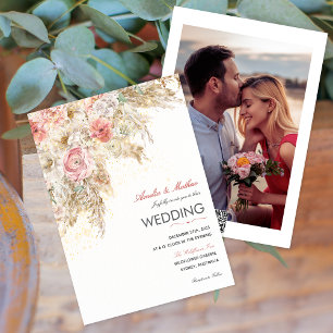 Convites Boho Chic Wildflower Autumn Rustic Casamento Flora