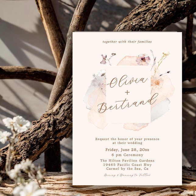 Convites Boho Chic Wildflower Minimalist Garden Wedding (Criador carregado)