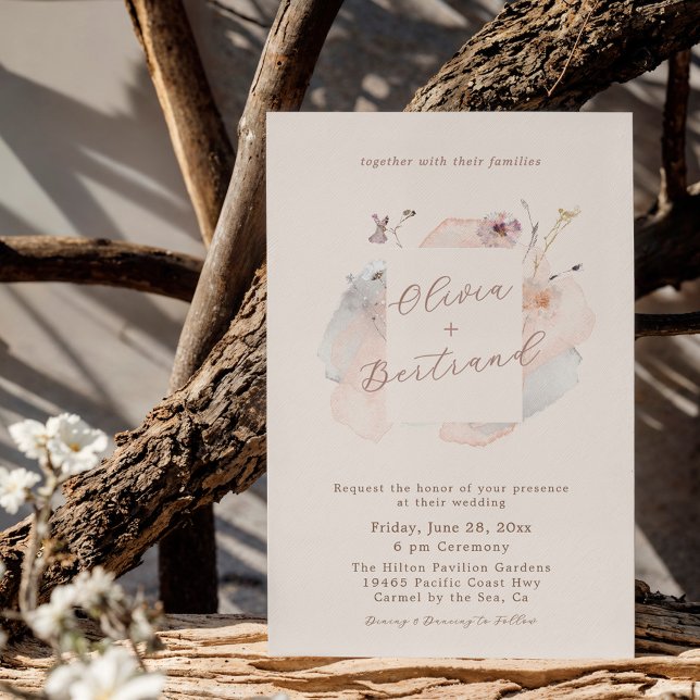 Convites Boho Chic Wildflower Minimalist Garden Wedding (Criador carregado)