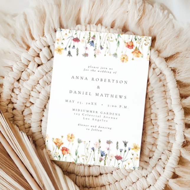Convites Boho Chic Wildflower Wedding Invitation (Criador carregado)