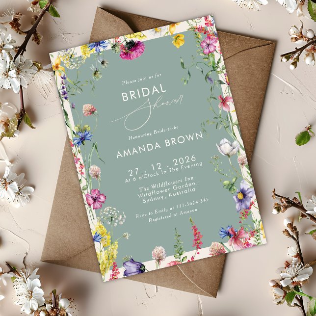Convites Boho Chic Wildflowers Love in bloom Bridal Shower  (Criador carregado)
