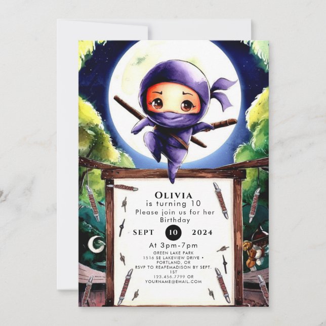 Convites Boho Children Ninja Birthday (Frente)