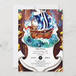 Convites Boho Children's Adventure Pirate Aniversário