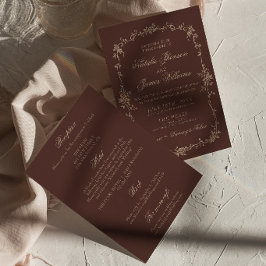 Convites Boho Chocolate Marrom Floral Tudo Em Um Casamento