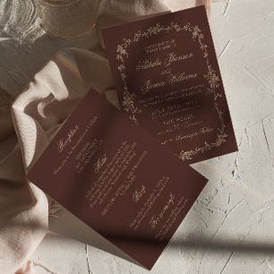 Convites Boho Chocolate Marrom Floral Tudo Em Um Casamento