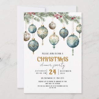 Convites Boho Christmas ornament party Invitation