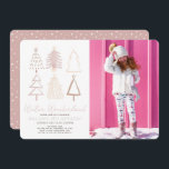 Convites Boho Christmas Trees Winter Wonderland Birthday<br><div class="desc">Este convite para fotos de aniversário da "WinWland" de boho apresenta árvores de natal pintadas à mão em tons cor-de-rosa. Personalize-o para as suas necessidades. Você pode encontrar produtos correspondentes na minha loja.</div>