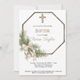 Convites Boho Christmas Wooden Wreath Baptism