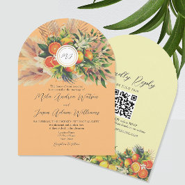 Convites Boho Cítrico QR Casamento