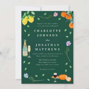 Convites Boho Citrino & Vinho Casamento Verde