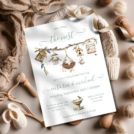 Convites Boho Clothesline branch Prep Nesting Chá de fralda
